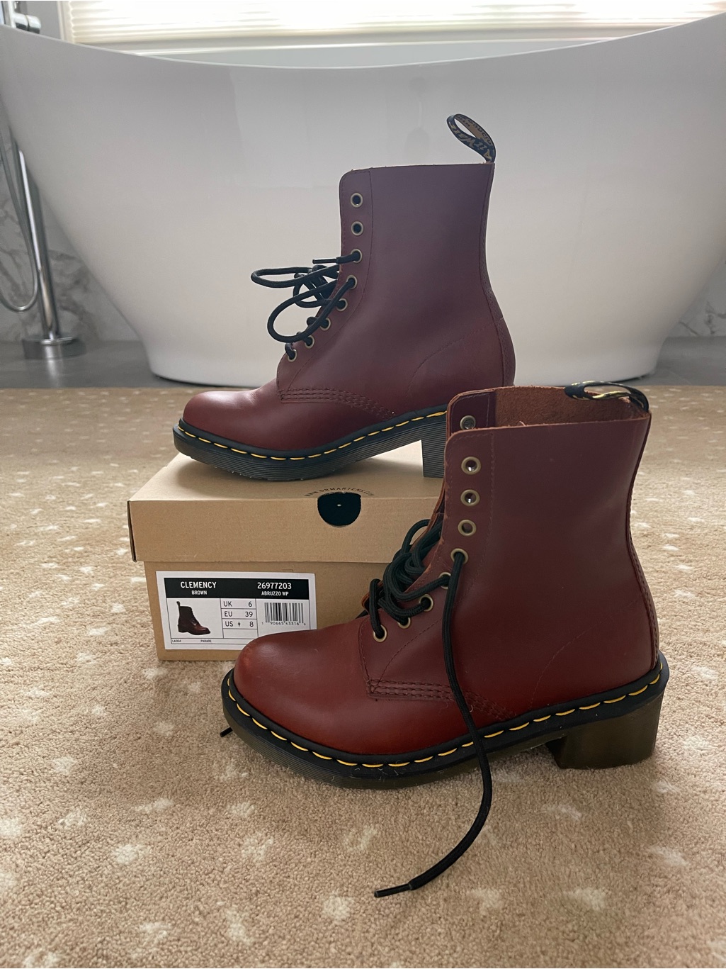 Dr. Martens Burgundy Leather Lace-Up Ankle Boots